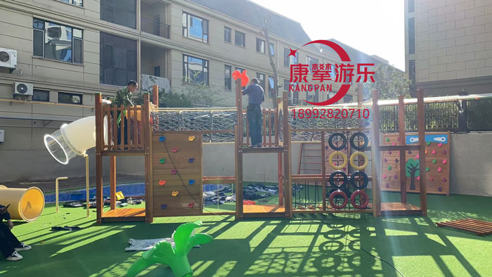 戶外幼兒園木質組合滑梯