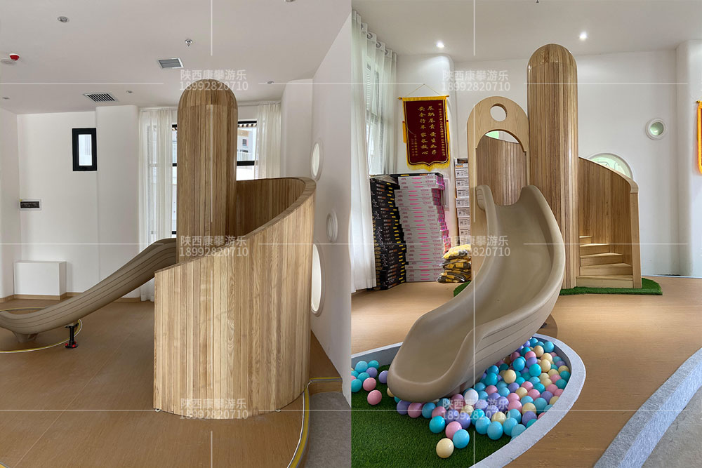 咸陽幼兒園室內(nèi)木質(zhì)滑梯定制案例